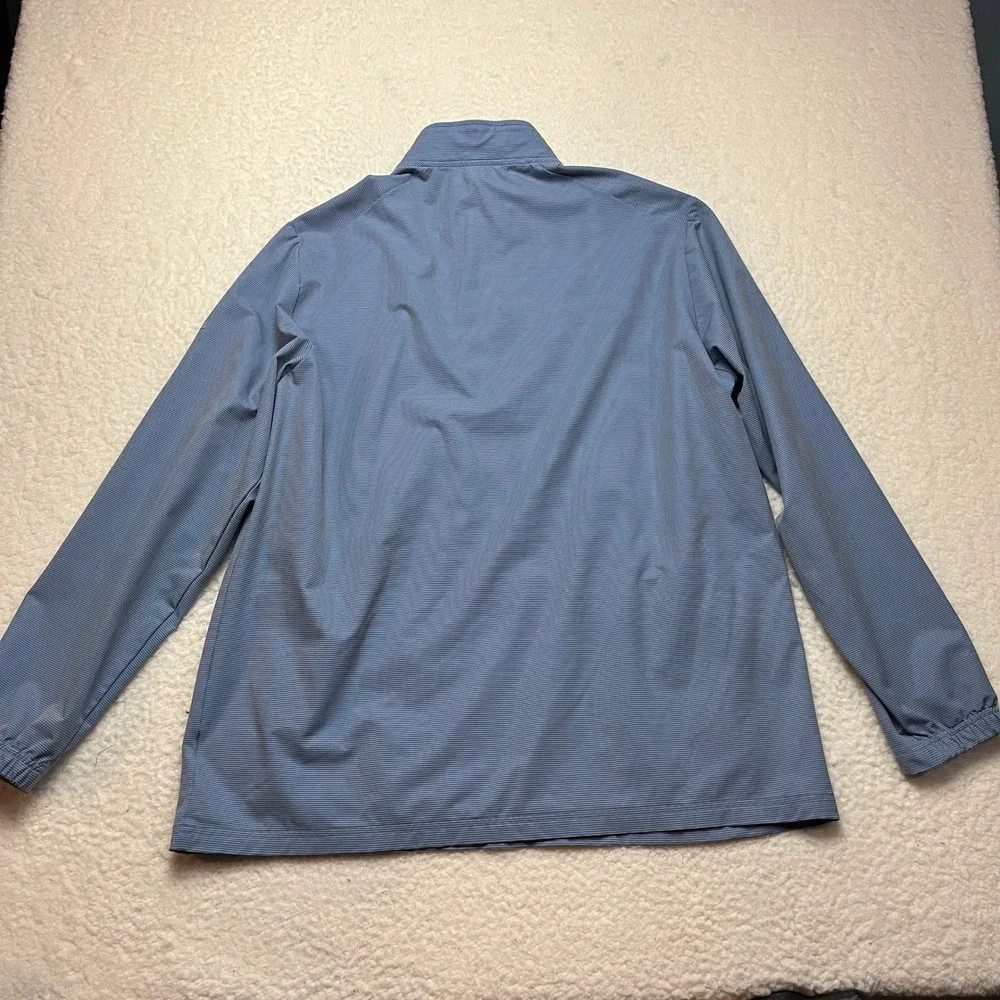 Adidas Pullover Mens XL Blue Striped Quarter Zip Windbreaker Jacket 4535‎